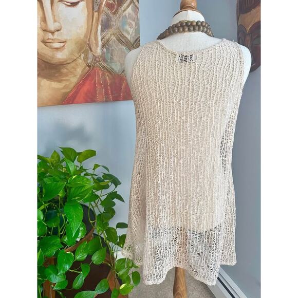 Bohemian Crocheted/ Fishnet style Sheer Shirt Dress/Beach Coverup - Picture 5 of 7